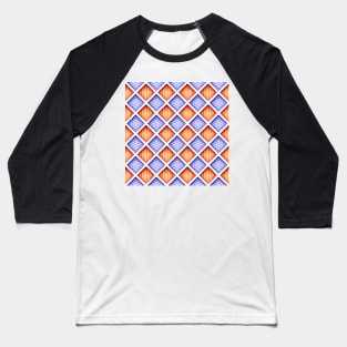 3d Geometric Pattern, Rhombic Harlequin Motif Baseball T-Shirt